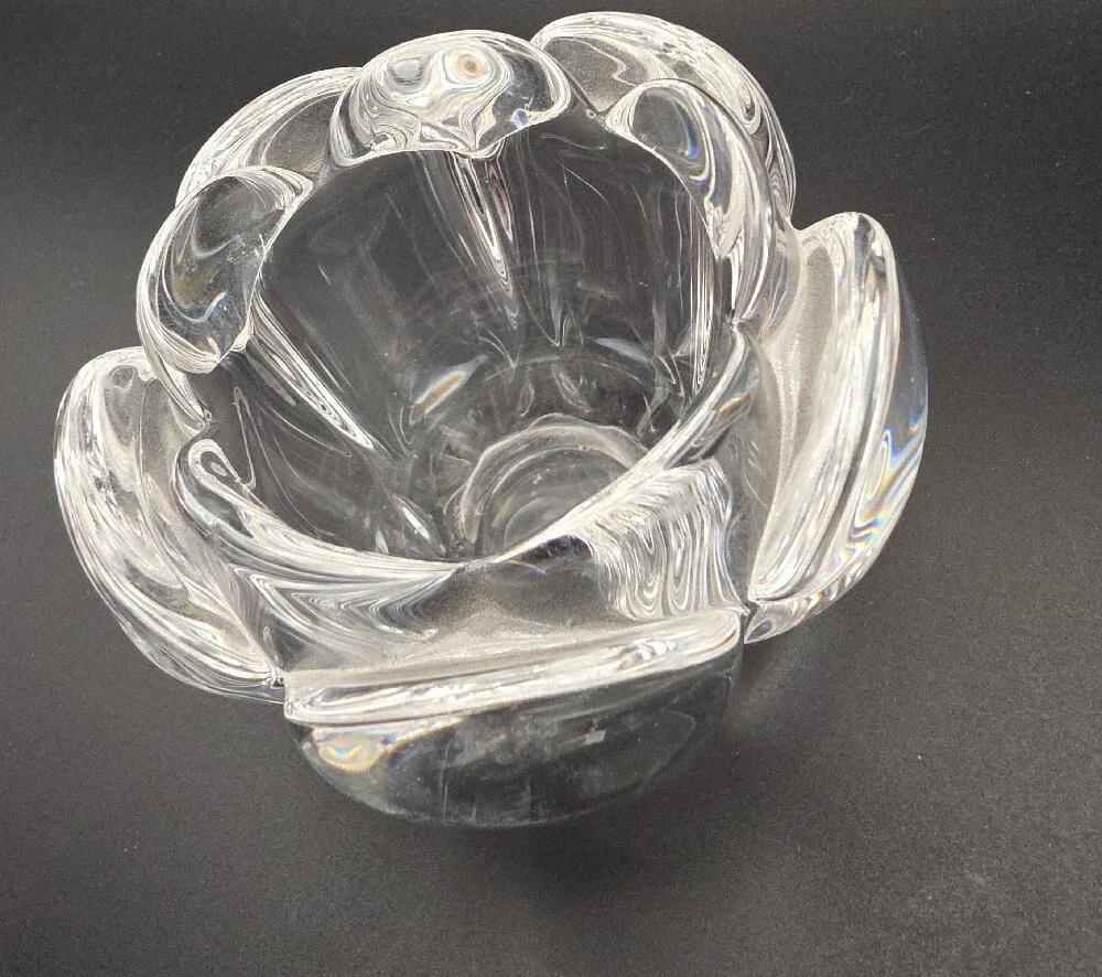 Vintage Clear Heavy Glass Lotus Tealight/Votive Holder